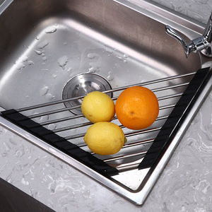 Driehoekige opvouwbare afdruiprek met siliconen coating en roestvrijstalen frame voor de keukenkraan - Product Image 5