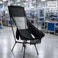 Chaise de camping pliable en aluminium à dossier haut, portable, pour l'extérieur, vente en gros d'usine