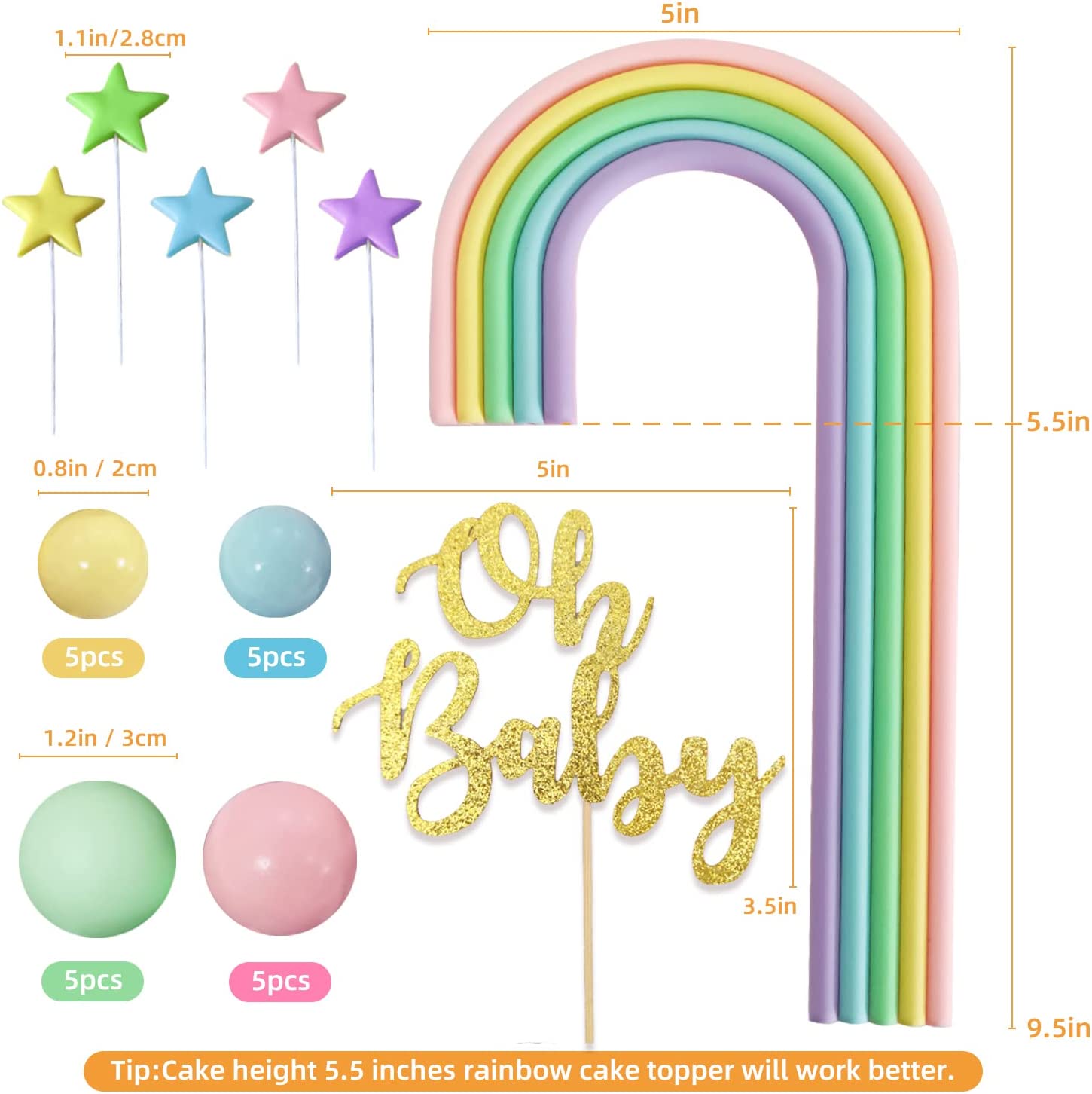 Topper Per Torta In Legno Oh Baby Baby | 2 Pezzi | Rustico Per Baby Shower E Battesimo | Decorazione Fai Da Te