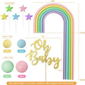 27 Piezas de Adornos para Pastel de Bolas Falsas con la Frase '<span class=keywords><strong>Oh</strong></span> Baby', Decoraciones Grandes para Pastel de Arcoíris para Baby Shower, Cumpleaños de Recién Nacido, Fiesta Temática de Bienvenida de Bebé - Product Image 2