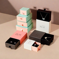 Boîte à bijoux à tiroir avec logo imprimé personnalisé Boîtes de rangement d'emballage cadeau en papier carton pour bijoux