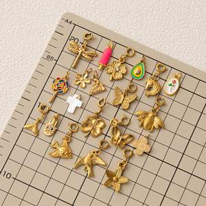 สร้อยคอจี้สแตนเลสสตีลลายหัวใจชุบทอง 18K ประดับเพชรซิคอนรูปใบโคลเวอร์และปลาสำหรับทำเครื่องประดับ - Product Image 2