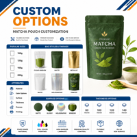 Sachet refermable personnalisé en aluminium écologique, résistant à l'humidité, de qualité alimentaire, pour poudre de matcha et café