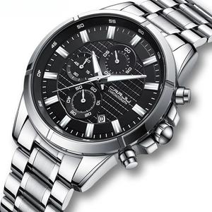 Reloj cronógrafo de lujo para hombre, clásico, con correa de acero inoxidable, multifunción, 3 subesferas, manecillas luminosas, calendario, reloj de cuarzo - Product Image 3