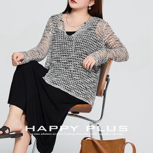 Cárdigan de punto calado para mujer, talla grande, gris, suéter fino de fibra acrílica, manga larga, ajuste holgado - Product Image 4