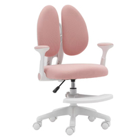 Chaise d'étude pour enfants blanche pliable en plastique avec protection dorsale double, base pivotante et accoudoirs relevables pour l'apprentissage à domicile