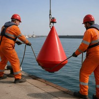 Boya Cónica de PE Roja para Señalización de Canales Marinos, Flotante, de Advertencia, Suministro Directo de Fábrica