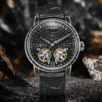 Pindu 6656 Authentische Herren Automatik-Mechanische Uhr Hohltourbillon Wasserdicht Kalender Luxusmarken-Armbanduhr
