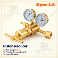 Régulateur de pression de gaz en laiton à piston avec double manomètre, vanne de réduction pour O2, N2, Ar, He, Air, H2, Propane, CO2, homologué CE, logo personnalisé