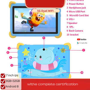 Tablet per Bambini da 7 Pollici Personalizzato all'Ingrosso, 2GB RAM 1GB ROM, Android 8, Educativo, Protezione Occhi, Impermeabile, Wi-Fi, Capacitivo, USB - Product Image 5