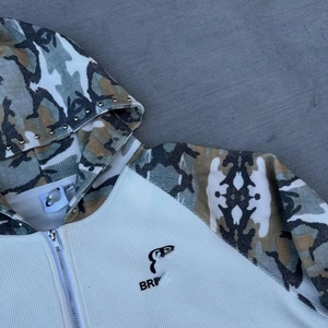 사용자 정의 남자의 100% 면 XXS 와플 니트 전체 지퍼 후디 슈퍼 무거운 위장 대형 하이퍼 핏 가을 두꺼운 와플 니트 염료 - Product Image 3