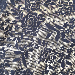 LACE DOG Marque Chine Vente en Gros Polyester Bleu Marine Dentelle Tissu avec Motif Floral pour Robes Prêt à Exporter Vietnam - Product Image 1