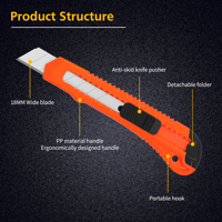 Couteau utilitaire à lame coulissante en acier à haute teneur en carbone de 18 mm, personnalisable, avec manche en alliage d'aluminium et plastique, pour la découpe