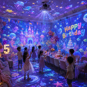 Système de projection immersive sur le thème des anniversaires personnalisé pour les salles de fête d'enfants, les centres familiaux, les hôtels et les aires de jeux intérieures - Product Image 2
