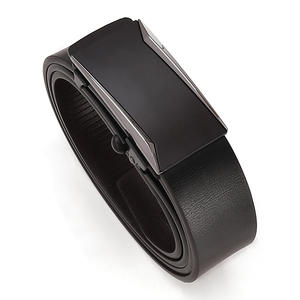 Genuine Leather Men's Belt Cowhide Steel Buckle Rectangular Formal Style Durable Business Use - Product Image 2