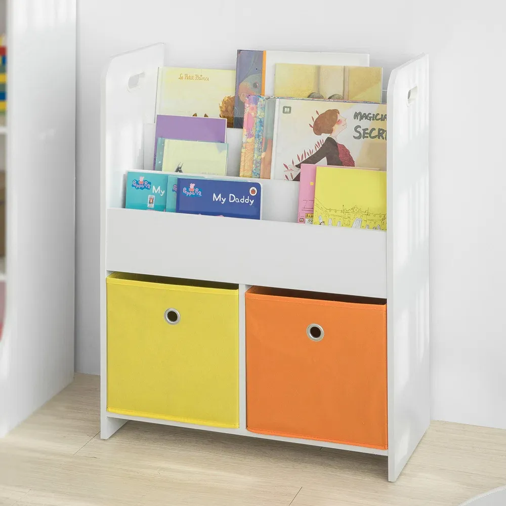 Factory Wholesale modern portable montessori nursery children book storage cabinet wood kids bookcase bookshelf