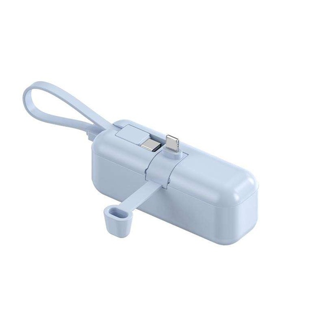 Wholesale High Quality Ultra Mini Slim Pocket Design Capsule 5000mAh Power Bank Emergency Portable With Cables Phone Charger