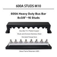 Barre Omnibus Robuste de 600 A Bloc de Distribution Électrique pour Batterie Marine VR Voiture 48 V CC avec 8 Bornes M10 (3/8") Boîtier de Barre Omnibus