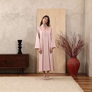 Abaya de luxe personnalisée avec franges en strass thermocollants en polyester pour femmes musulmanes, robe de soirée - Product Image 3