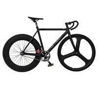 Vélo de route à pignon fixe avec cadre en alliage d'aluminium SNM100, roues à trois rayons en alliage de magnésium, freins à double disque à vitesse unique