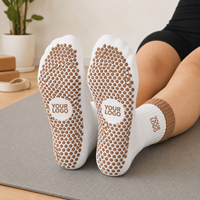 Chaussettes de yoga et de Pilates à logo personnalisé, mi-mollet, antidérapantes, résistantes à la transpiration, pour les exercices printemps-été
