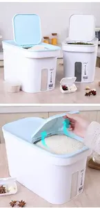 Haixin 10kg High Value Plastic Rice Storage Container Box Rice Noodle Bucket With A Measuring Cup