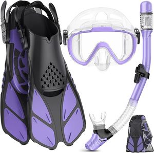 Equipo de Snorkel para Adultos, Hombres y Mujeres, Set de Snorkel 4 en 1 con Máscara de Buceo Panorámica Antivaho y Antifugas, Snorkel de Parte Superior Seca, Aletas - Product Image 3