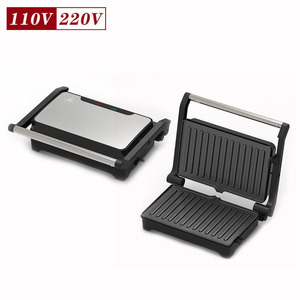 Machine à griller les steaks 110V 220V, surface de cuisson antiadhésive, appareil électrique à panini et sandwichs, gril plat pour le petit-déjeuner et les steaks - Product Image 1