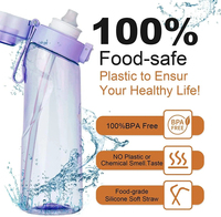 1 bouteille d'eau aromatisée de 1000 ml avec capsules de saveur aléatoires, gourde de sport Tritan sans BPA pour activités de plein air et fitness, à boire directement