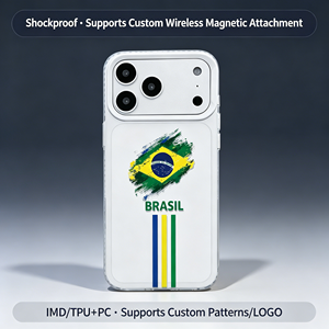 Custodia Magnetica Anti-Graffio <span class=keywords><strong>per</strong></span> <span class=keywords><strong>iPhone</strong></span> Serie 17/15 Pro Max & Plus, con Tema Nazionale Bandiera Brasiliana Blu <span class=keywords><strong>Giallo</strong></span> Verde - Product Image 2