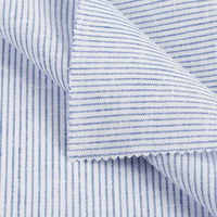 Tissu Popeline Rayé Teint en Fil Écologique 55% Lin 45% Coton, Meilleure Vente, pour Chemises Formelles, Décontractées et Uniformes Homme, Femme, Enfant