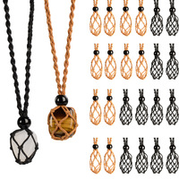 Pierre naturelle en cristal, accessoires de bijoux, collier en filet, Original, filet tissé, rétro, pendentif en filet, corde réglable, colliers