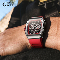 Montre automatique mécanique de luxe pour homme Bonest Gatti, style tourbillon, design baril à vin, acier inoxydable, verre saphir BG9903