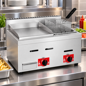 Grill-combiné à gaz professionnel de comptoir pour la vente en gros et l'exportation d'équipements de cuisine pour restaurants - Product Image 1
