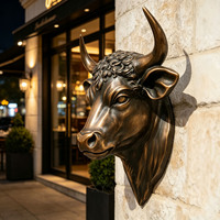 Escultura de Pared de Cabeza de Toro de Bronce, Estilo Realista Personalizado, Decoración de Pared Interior y Exterior, Estatua de Bronce