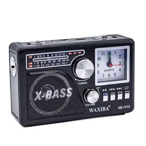 Waxiba Xb-741c Đồng Hồ Thạch Anh Giá Rẻ Đèn Pin Led Radio Di Động 3 Băng Tần Am Fm Sw Kèm Usb