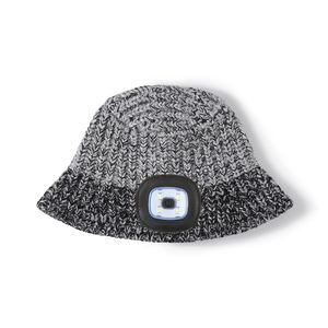 Chapeau de seau de pêcheur en tricot épais avec <span class=keywords><strong>lampe</strong></span> de poche LED intégrée en usine chaud fil épais bonnet d'extérieur pour l'hiver - Product Image 4