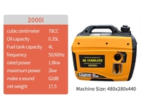 Mini Tragbarer Inverter-Generator mit Doppelspannung 110V/220V 1-3KW Benzinmodell 2000i 4L Kraftstofftank 78cc Motor für Camping