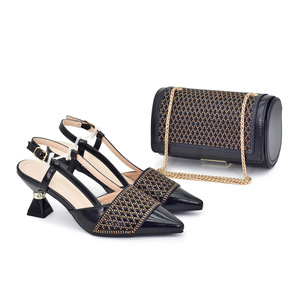 Nouvel ensemble sac et chaussures pour femmes africaines, magnifique, avec pierres, talons italiens assortis pour soirées - Product Image 2