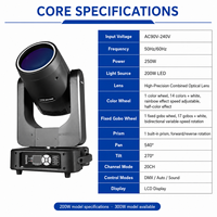 Luz Móvil de Haz de 200W 300W con Anillo LED, Gobo, Prisma, 20 Canales DMX512, Pan 540 °   Inclinación 270 °   Pantalla LCD para Club, Bar, Conciertos, Bodas