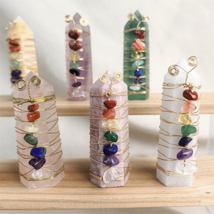 All'ingrosso fatti a mano artigianato di cristallo sette chakra punto di cristallo per la guarigione spirituale - Product Image 3