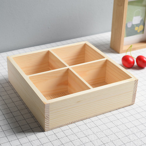 Wood Four Compartment Storage <b>Box</b> Natural Color Cosmetic Organizer Jewelry <b>Box</b> <b>Makeup</b> Organizers - Product Image 3