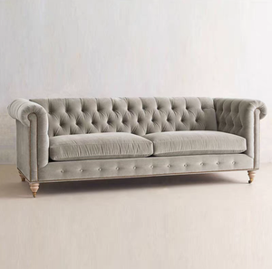 Ensemble de canapés capitonnés de style <span class=keywords><strong>campagnard</strong></span> classique populaire, meubles de salon, canapés de détente pour appartement et villa avec structure en bois massif - Product Image 4