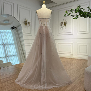 Abito da sera a sirena bianco nude senza spalline Serene Hill LA73107 <span class=keywords><strong>con</strong></span> gonna a balze e <span class=keywords><strong>spacco</strong></span> frontale, abito da festa per donna - Product Image 5