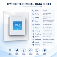HYT007 Thermostat de chauffage électrique vertical noir moderne Contrôleur de température programmable WiFi Systèmes de chauffage par le sol