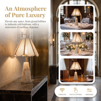 Lampe de table sans fil moderne de luxe en marbre espagnol, rechargeable avec télécommande, abat-jour en tissu, lampe de bureau LED pour hôtel, villa, chambre à coucher, décoration