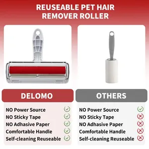 Vente en gros, rouleau épilateur, brosse à poils réutilisable et collante pour chien et chat, rouleau autonettoyant portable pour animaux en plastique