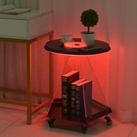 Table basse intelligente pour la décoration de la maison avec éclairage rvb, style design moderne, chargement sans fil, meubles de maison en verre trempé et acrylique