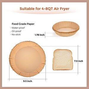 6.3 7.9 Inch Custom Disposable Non-stick Round <b>Baking</b> Mats Square Air Fryer Liner Paper - Product Image 3