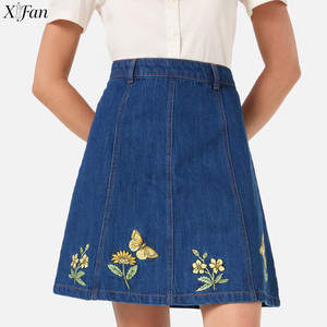 Falda Vaquera de Mezclilla Bordada para Mujer, Diseño Personalizado OEM ODM, Nueva Moda de Verano, Falda Corta Informal de Alta Calidad 100% Algodón - Product Image 1